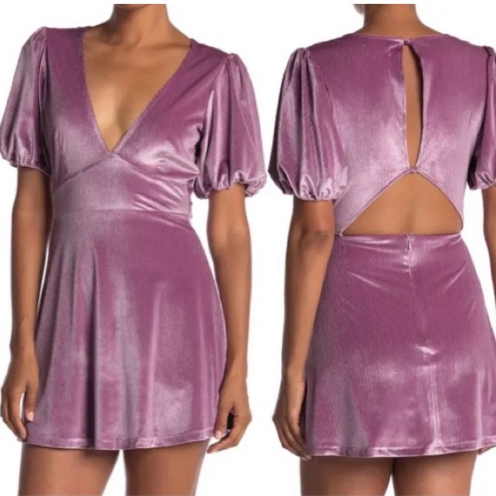 L*space NWT purple Velvet Ribbed Mini Dress M